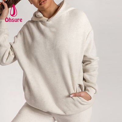 Ohsure Custom Logo Hoodies Women's Plain Embroidered 100%cotton Loose Sweatshirts Oversized Women Essentials Hoodies Casual
