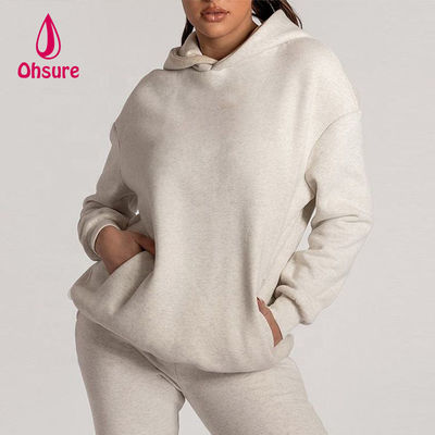 Ohsure Custom Logo Hoodies Women's Plain Embroidered 100%cotton Loose Sweatshirts Oversized Women Essentials Hoodies Casual