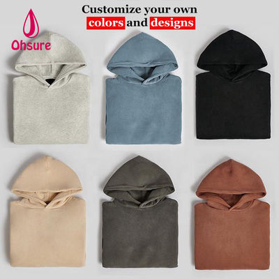 Ohsure Custom Logo Hoodies Women's Plain Embroidered 100%cotton Loose Sweatshirts Oversized Women Essentials Hoodies Casual