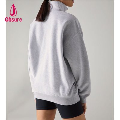 Ohsure Half Zip Pullover 1/4 Zip Sweatshirt Blank Oversized Long Sleeve Sweatshirt Women Hoodie Custom Cotton Hot Sale Fleece
