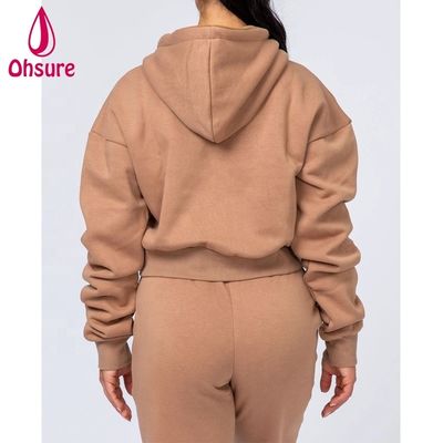 Fitness Wear Women Pullover Tops Organic Cotton Fleece Sport Hoodies Puff logo Women Workout Fitness Hoodies