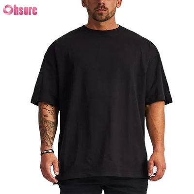 Custom Logo Streetwear Heavy T-Shirt Printed Black Cotton Heavy Drop Shoulder Thick Blank T-Shirt