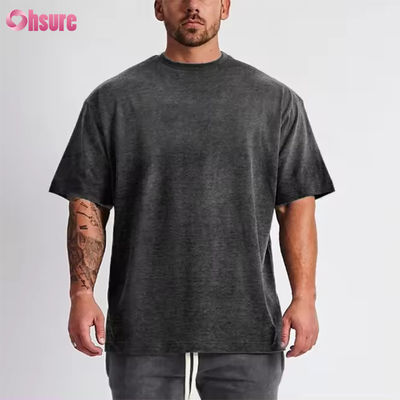 Custom Logo Streetwear Heavy T-Shirt Printed Black Cotton Heavy Drop Shoulder Thick Blank T-Shirt