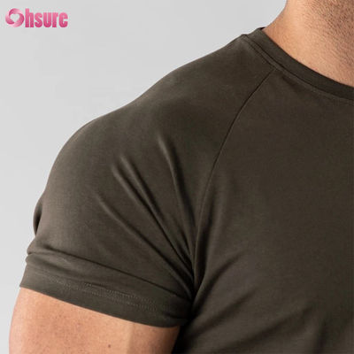 95% Cotton 5% Spandex Blend Plain Blank Custom Logo Longline Curved Hem Muscle Bodybuilding Gym Men's T-Shirt