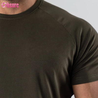 95% Cotton 5% Spandex Blend Plain Blank Custom Logo Longline Curved Hem Muscle Bodybuilding Gym Men's T-Shirt