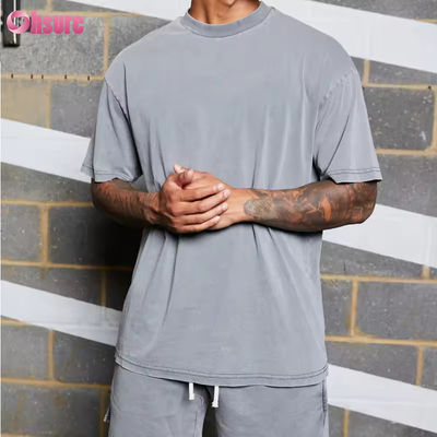 Custom logo Workout Clothing Sportswear Heavyweight Vintage Cotton Acid Washed Oversized Running Fitness Gym Shirts Men