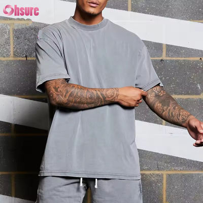 Custom logo Workout Clothing Sportswear Heavyweight Vintage Cotton Acid Washed Oversized Running Fitness Gym Shirts Men