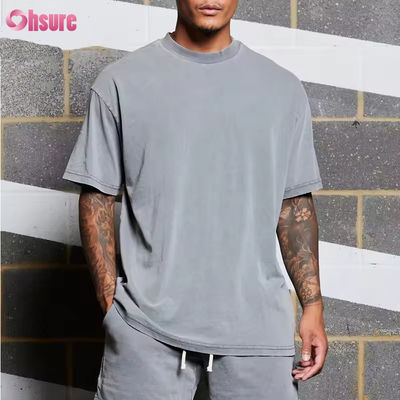 Custom logo Workout Clothing Sportswear Heavyweight Vintage Cotton Acid Washed Oversized Running Fitness Gym Shirts Men