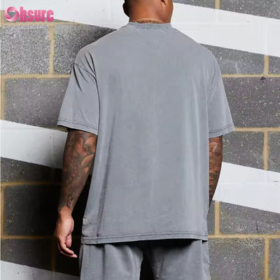 Custom logo Workout Clothing Sportswear Heavyweight Vintage Cotton Acid Washed Oversized Running Fitness Gym Shirts Men