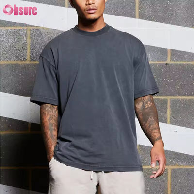 Custom logo Workout Clothing Sportswear Heavyweight Vintage Cotton Acid Washed Oversized Running Fitness Gym Shirts Men