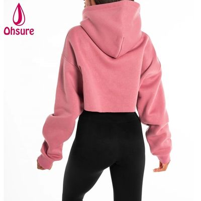 Women Heavyweight Hoodie Workout Tops Cotton Fleece Pullover Workout Crop Top Oversize Hoodie