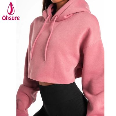 Women Heavyweight Hoodie Workout Tops Cotton Fleece Pullover Workout Crop Top Oversize Hoodie