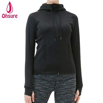 Women's Lightweight Active Performance Full-Zip Gym Workout Hoodie Jacket With Pocket Side