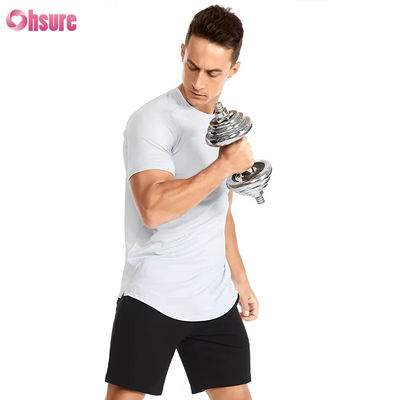 Wholesale US Size Fitness Apparel Men's Gym Sport T Shirts Breathable High Elastic Quick Dry Running Slim Fit Tshirts