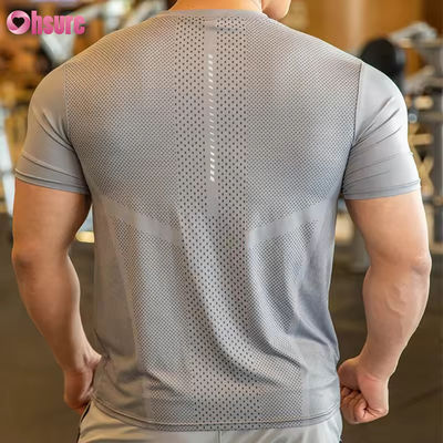 Mens Athletic Top Activewear Shirt Polyester Spandex Men Running Clothes Gym Lightweight Sports Elastic t Shirts