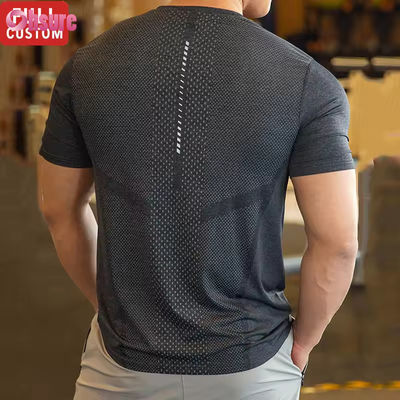 Mens Athletic Top Activewear Shirt Polyester Spandex Men Running Clothes Gym Lightweight Sports Elastic t Shirts