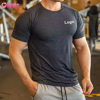 Mens Athletic Top Activewear Shirt Polyester Spandex Men Running Clothes Gym Lightweight Sports Elastic t Shirts