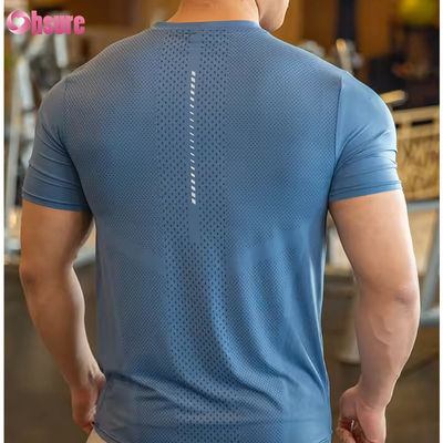 Mens Athletic Top Activewear Shirt Polyester Spandex Men Running Clothes Gym Lightweight Sports Elastic t Shirts