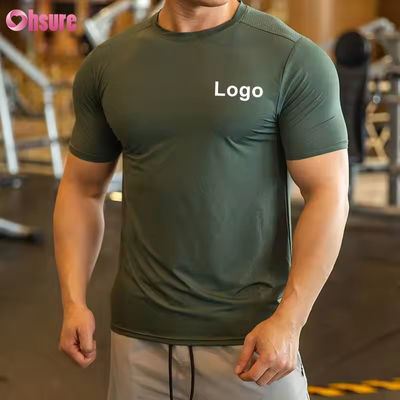 Mens Athletic Top Activewear Shirt Polyester Spandex Men Running Clothes Gym Lightweight Sports Elastic t Shirts