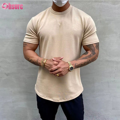 High Elastic Cotton Training Loose Fit Muscle Men's Fitness Sports T-shirt Gym T-shirt Screen Printing Relaxed Fit t Shirt