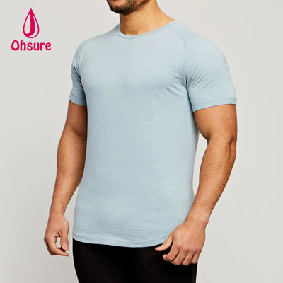 Athletic Wear Bamboo Fabric Raglan Cut Sleeves Crew Neck Muscle Lightweight Workout t Shirts for Men