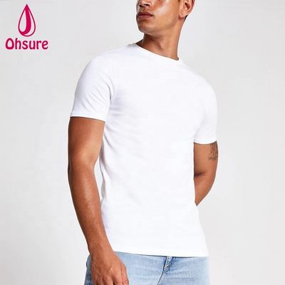 Custom Logo Muscle Slim Fit Gym T Shirt 95% Bamboo 5% Spandex Bodybuilding Fitness Tee Men Sport White t Shirt