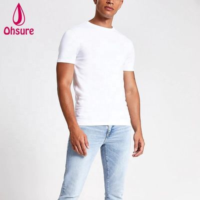 Custom Logo Muscle Slim Fit Gym T Shirt 95% Bamboo 5% Spandex Bodybuilding Fitness Tee Men Sport White t Shirt
