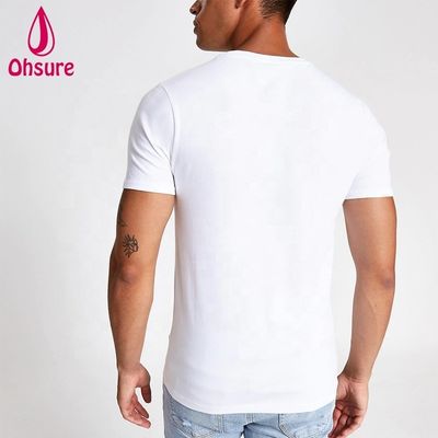 Custom Logo Muscle Slim Fit Gym T Shirt 95% Bamboo 5% Spandex Bodybuilding Fitness Tee Men Sport White t Shirt
