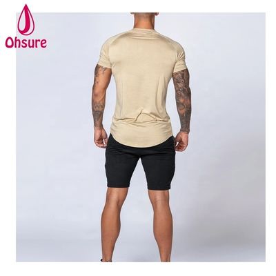 Gym Exercise Wear for Men Bamboo T Shirt Sports Shirt Workout Short Sleeve Printing Casual Print Pattern Knitted Muscle Support