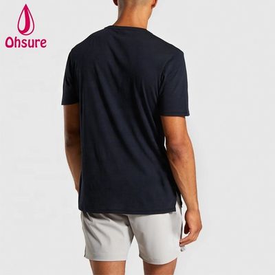 Regular Slim Fit Crew Neck Mens Gym Tshirt Muscle Wear Man Relaxed Sports Tee T Shirt With Side Splits Plain Casual Printed