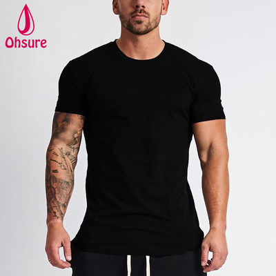 High Quality Summer Mens Sport Gym Running Quick Dry Black Mens Solid Color Fitness T-shirt