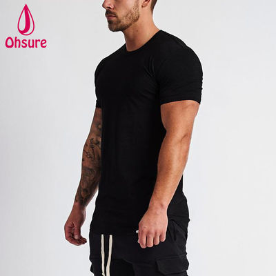 High Quality Summer Mens Sport Gym Running Quick Dry Black Mens Solid Color Fitness T-shirt