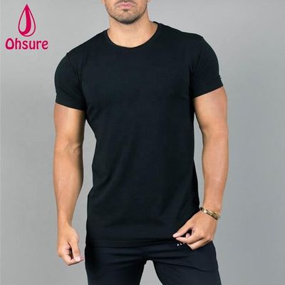 Custom Printing Sports Short Sleeve Mens Workout Gym T Shirt Fitness Gym Compression Black Casual Print Pattern Knitted OEM