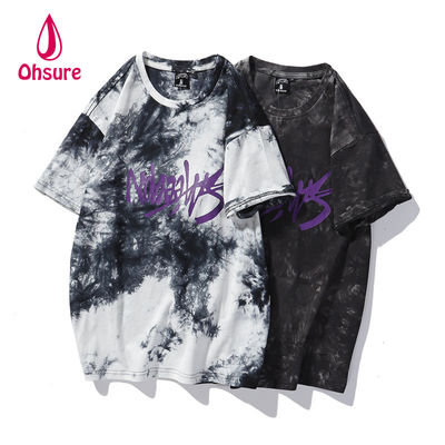 Ohsure 2023 Tee Shirt Customized Washing Cotton Tie-dye T-shirt Streetwear Short Sleeve Summer Unisex Men Casual Print Pattern