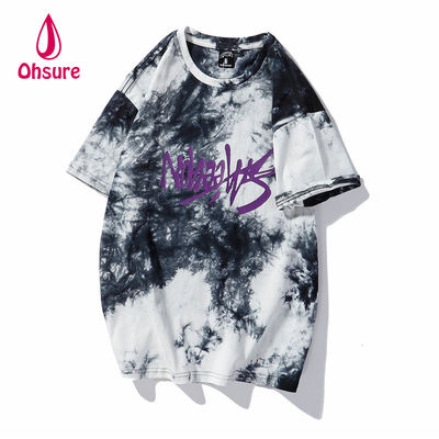 Ohsure 2023 Tee Shirt Customized Washing Cotton Tie-dye T-shirt Streetwear Short Sleeve Summer Unisex Men Casual Print Pattern