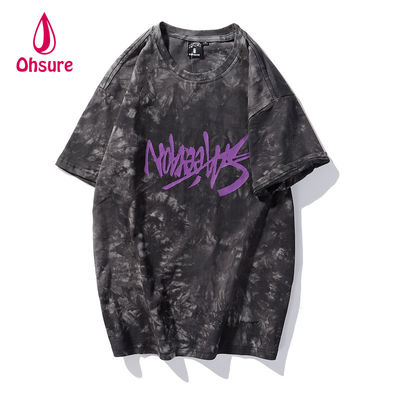 Ohsure 2023 Tee Shirt Customized Washing Cotton Tie-dye T-shirt Streetwear Short Sleeve Summer Unisex Men Casual Print Pattern