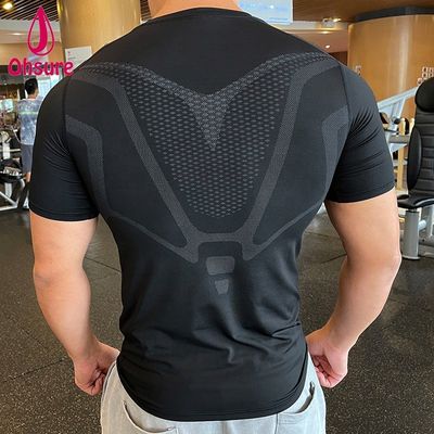 Short Sleeve Close-fitting Sweat Absorption T-shirt Wholesale Custom New Design Men&#39 s Sports Gym Running Sports Casual Woven