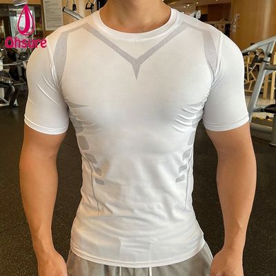 Short Sleeve Close-fitting Sweat Absorption T-shirt Wholesale Custom New Design Men&#39 s Sports Gym Running Sports Casual Woven