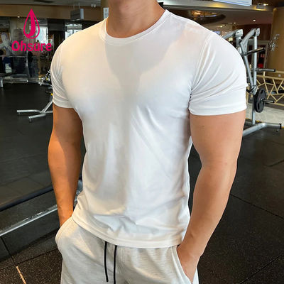 Ohsure Men Summer Short Sleeve T-shirt Cold Silk Recycled High Quality Xylitol Cotton Custom Private Logo Gym T-shirts for Men