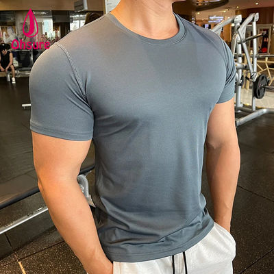 Ohsure Men Summer Short Sleeve T-shirt Cold Silk Recycled High Quality Xylitol Cotton Custom Private Logo Gym T-shirts for Men